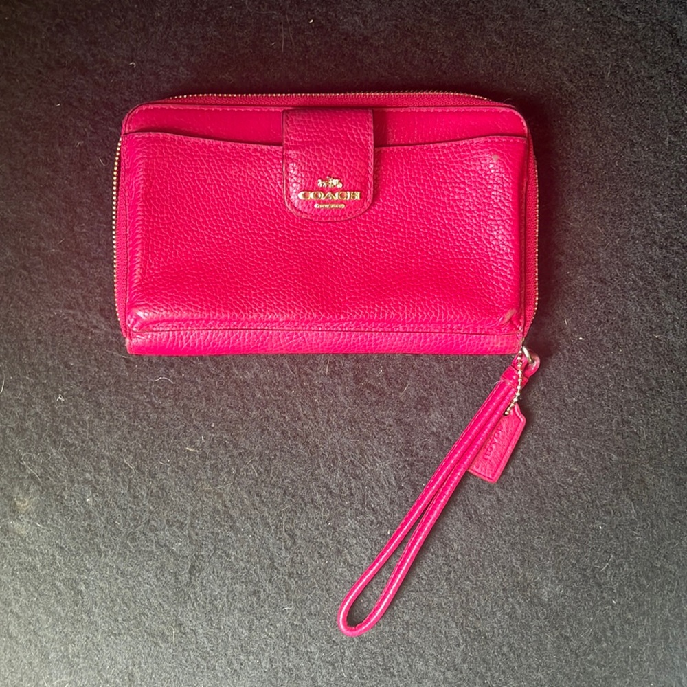 Hot Pink Coach Wristlet Wallet